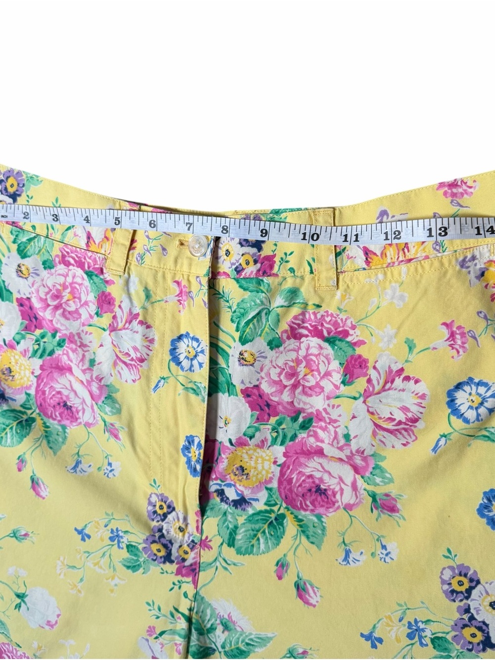 Lauren Ralph Lauren Vintage Yellow Floral Cropped Pants size 8 - Picture 9 of 12